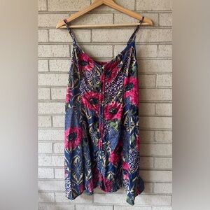 Abercrombie & Fitch Boho Floral Sundress – Size L, Strappy Button Front Dress